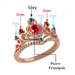 Bague Diadème-Pierre de Naissance-Plaqué Or Rose