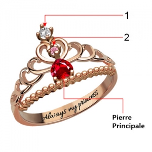 Bague Diadème-Pierres de Naissance-Plaqué Or Rose