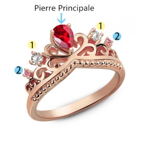 Bague Diadème-Pierres de Naissance-Plaqué Or Rose