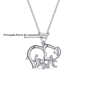 Collier Éléphant-Pierre de Naissance-Argent